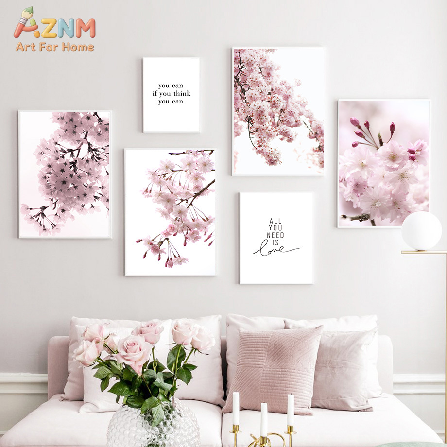 Photography Quotes Inspirational - AZNM Pembe Kiraz Çiçeği Kanvas Duvar