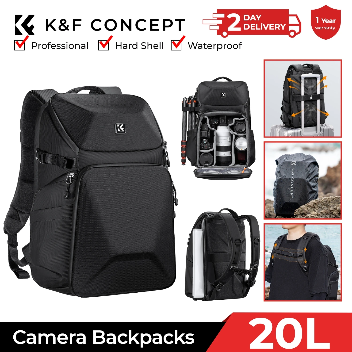Photography Camera - K&F CONCEPT 20L Kamera Sırt Çantası