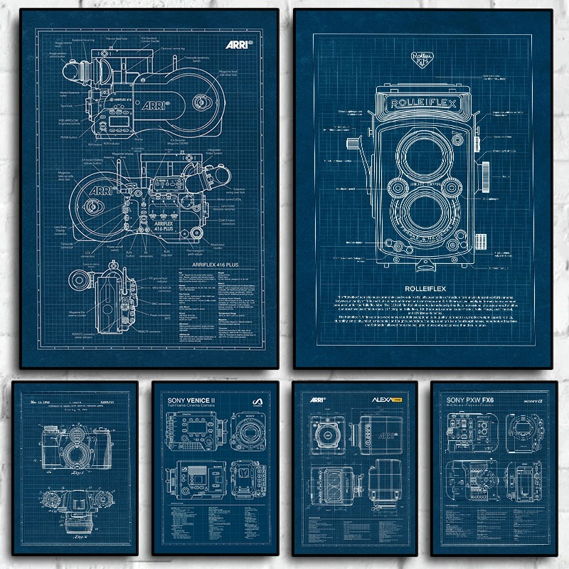 Photography Camera - Vintage Leica Kamera Blueprint Posteri Fotoğraf
