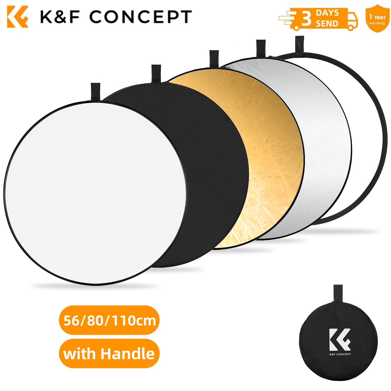 K&F CONCEPT 56/80/110cm 5'i 1  - Reflector 5 In 1 incelemesi ve fiyatı